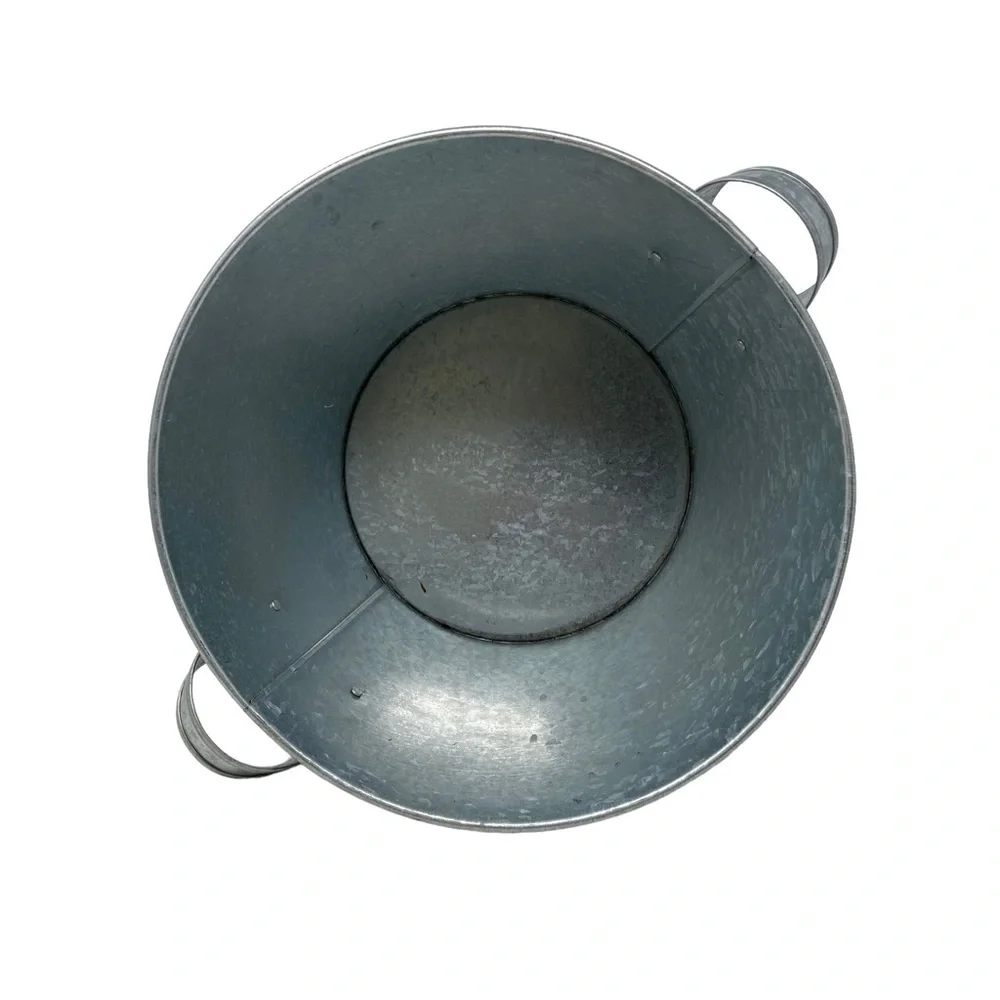 Galvanized | Monogrammed “M” | Bucket with Handles | 12”x8”